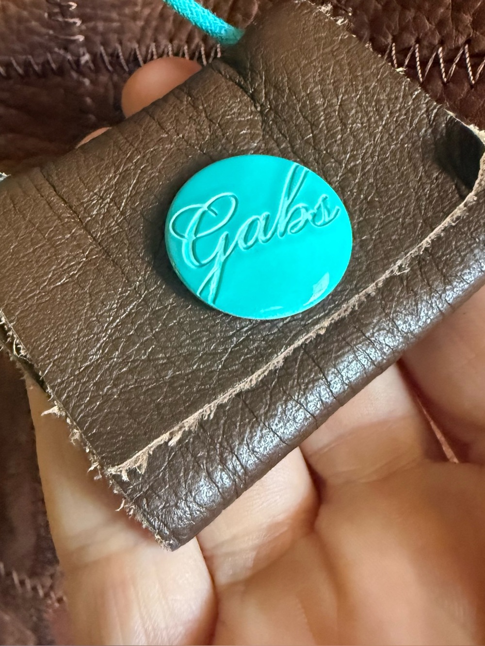 GABS Patchwork Brown Leather Tote with Turquoise Accents - Picture 2 of 8